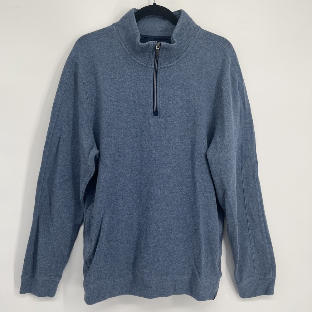 Mack Weldon Sweatshirt Mens XL 1/4 Zip Mock Neck Pullover Pockets Eco Cotton